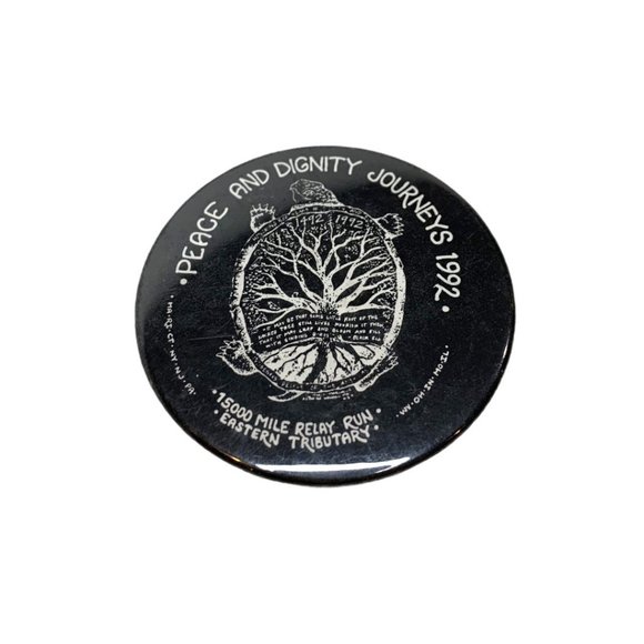 Vintage 1992 Pinback 15,000 Mile Relay Run Eastern Tributary Black White 2.25" D - Picture 4 of 6